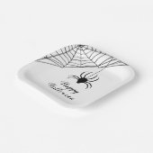 Cute Black Spider Happy Halloween Papieren Bordje (Gebogen)