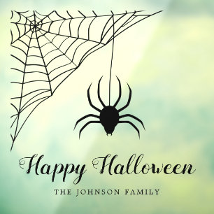 Cute Black Spider Happy Halloween Raamsticker