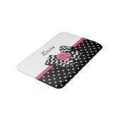 Cute Black Stippen Roze roze roodroos Chevron Bow  Badmat (Gekanteld)