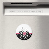 Cute Black Stippen Roze roze roodroos Chevron Bow  Magneet (Insitu (Vaatwasser))