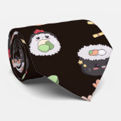 Cute Black Sushi-patroon Stropdas (Opgerold)