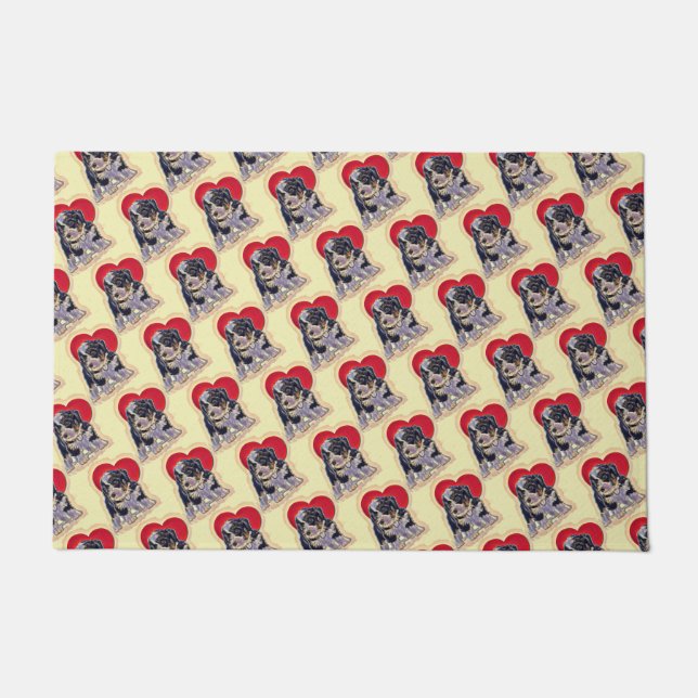 Cute Black Tan Bernedoodle Deurmat (Voorkant)