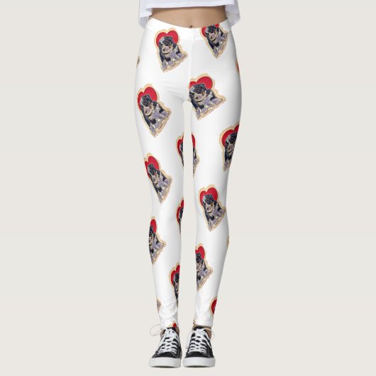 Cute Black Tan Bernedoodle Leggings (Voorkant)