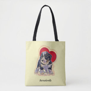 Cute Black Tan PopArt Bernedole Digital Heart Draagtas