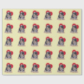 Cute Black Tan PopArt Bernedole Heart Pattern Cadeaupapier (Vlak)