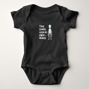 Cute black white alien quote romper
