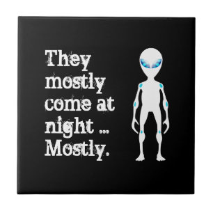 Cute black white alien quote tegeltje