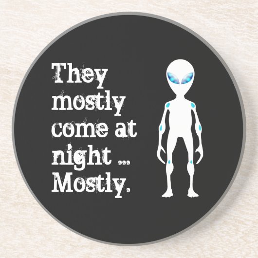 Cute black white alien quote zandsteen onderzetter (Voorkant)