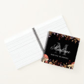 Cute Black White Autumn Monogram Script Notitieboek (Binnen)