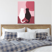 Cute Black & White Cat Pair Sunset Canvas Afdrukke Afdruk (Insitu (Slaapkamer))
