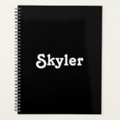Cute black white custom name year number monogram planner (Voorkant)