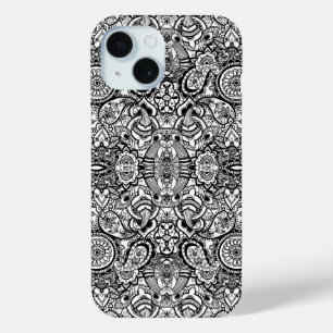 Cute black white floral paisley