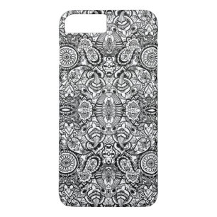 Cute black white floral paisley iPhone 8 plus / 7 plus hoesje