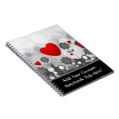 Cute Black/White/Grey Flowers met Big Red Heart Notitieboek (Rechterzijde)