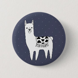 Cute Black & White Llama & White Stippen Ronde Button 5,7 Cm