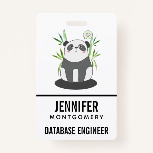 Cute Black & White Panda in Bamboo Badge (Achterkant)