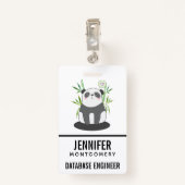 Cute Black & White Panda in Bamboo Badge (Achterkant met clip)