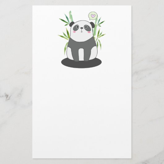 Cute Black & White Panda in Bamboo Briefpapier (Voorkant)
