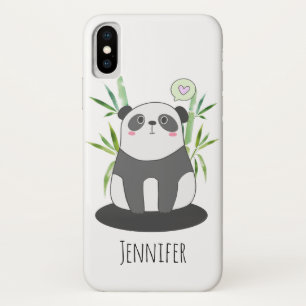 Cute Black & White Panda in Bamboo iPhone X Hoesje