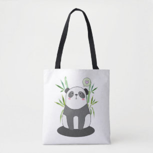 Cute Black & White Panda in Bamboo Draagtas
