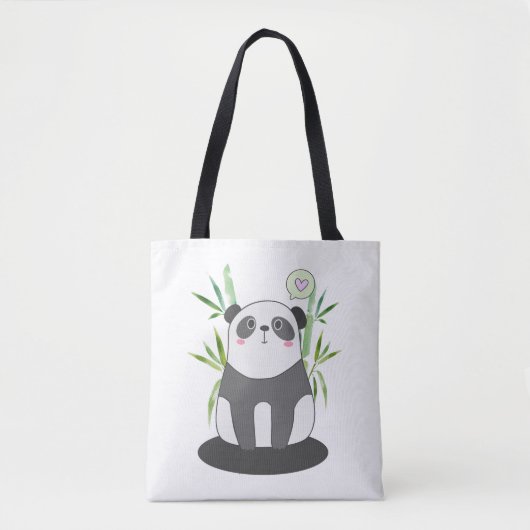 Cute Black & White Panda in Bamboo Draagtas (Voorkant)