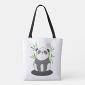 Cute Black & White Panda in Bamboo Draagtas (Achterkant)