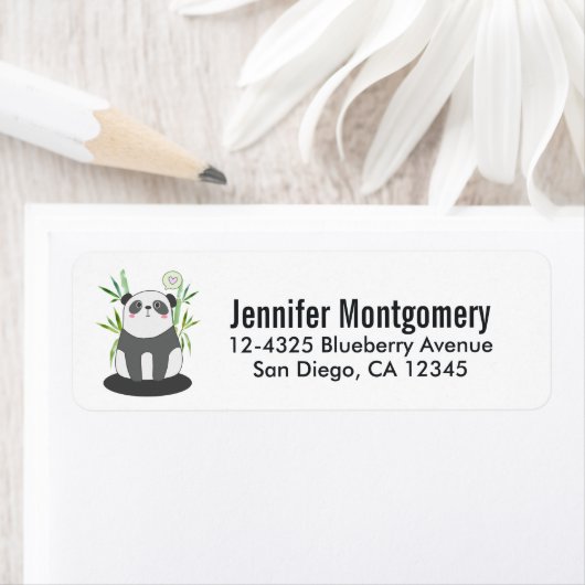 Cute Black & White Panda in Bamboo Etiket (Insitu)