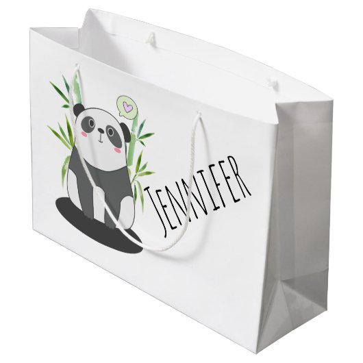 Cute Black & White Panda in Bamboo Groot Cadeauzakje (Achterkant Gekanteld)