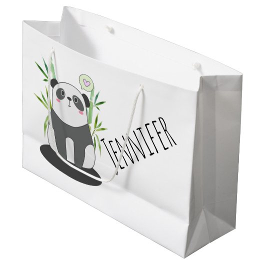 Cute Black & White Panda in Bamboo Groot Cadeauzakje (Voorkant Gekanteld)