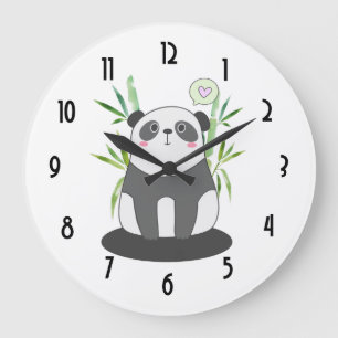 Cute Black & White Panda in Bamboo Grote Klok