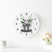 Cute Black & White Panda in Bamboo Grote Klok (Huis)