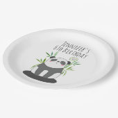 Cute Black & White Panda in Bamboo Papieren Bordje (Gekanteld)
