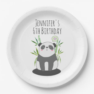 Cute Black & White Panda in Bamboo Papieren Bordje