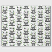 Cute Black & White Panda in Bamboo Pattern Cadeaupapier (Vlak)