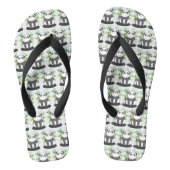 Cute Black & White Panda in Bamboo Pattern Teenslippers (Voetbed)