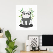 Cute Black & White Panda in Bamboo Poster (Thuiskantoor)