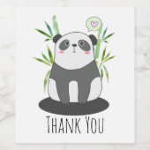 Cute Black & White Panda in Bamboo Wijn Etiket (Enkel label)