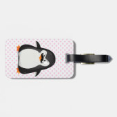 Cute Black White Penguin and Funny Mustache Bagagelabel (Achterkant horizontaal)