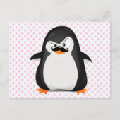 Cute Black White Penguin and Funny Mustache Briefkaart (Voorkant)