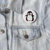 Cute Black White Penguin and Funny Mustache Ronde Button 5,7 Cm (In situ)