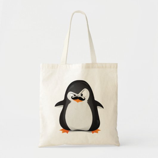 Cute Black White Penguin and Funny Mustache Tote Bag (Voorkant)