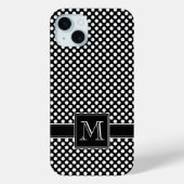 Cute Black White Polka Dot Pattern met Monogram Case-Mate iPhone Case (Achterkant)