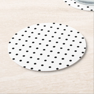 Cute black & white polka stipte chic ronde kartonnen onderzetter