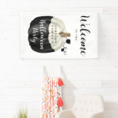 Cute Black & White Pumpkin Halloween Party Welcome Spandoek (Insitu)