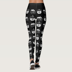 Cute Black White Pumpkins Halloween Party Leggings