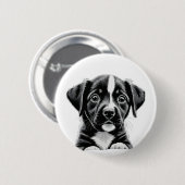 Cute Black & White Puppy – Adorable Dog Button (Voorkant /achterkant)