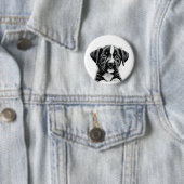Cute Black & White Puppy – Adorable Dog Button (In situ)