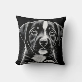 Cute Black & White Puppy – Cozy Dog Lover Pillow Kussen
