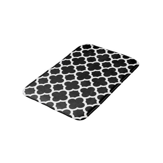 Cute Black White Retro Chic Trellis Pattern Badmat (Gekanteld)