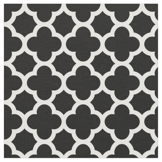 Cute Black White Retro Chic Trellis Pattern Stof (Close Up)